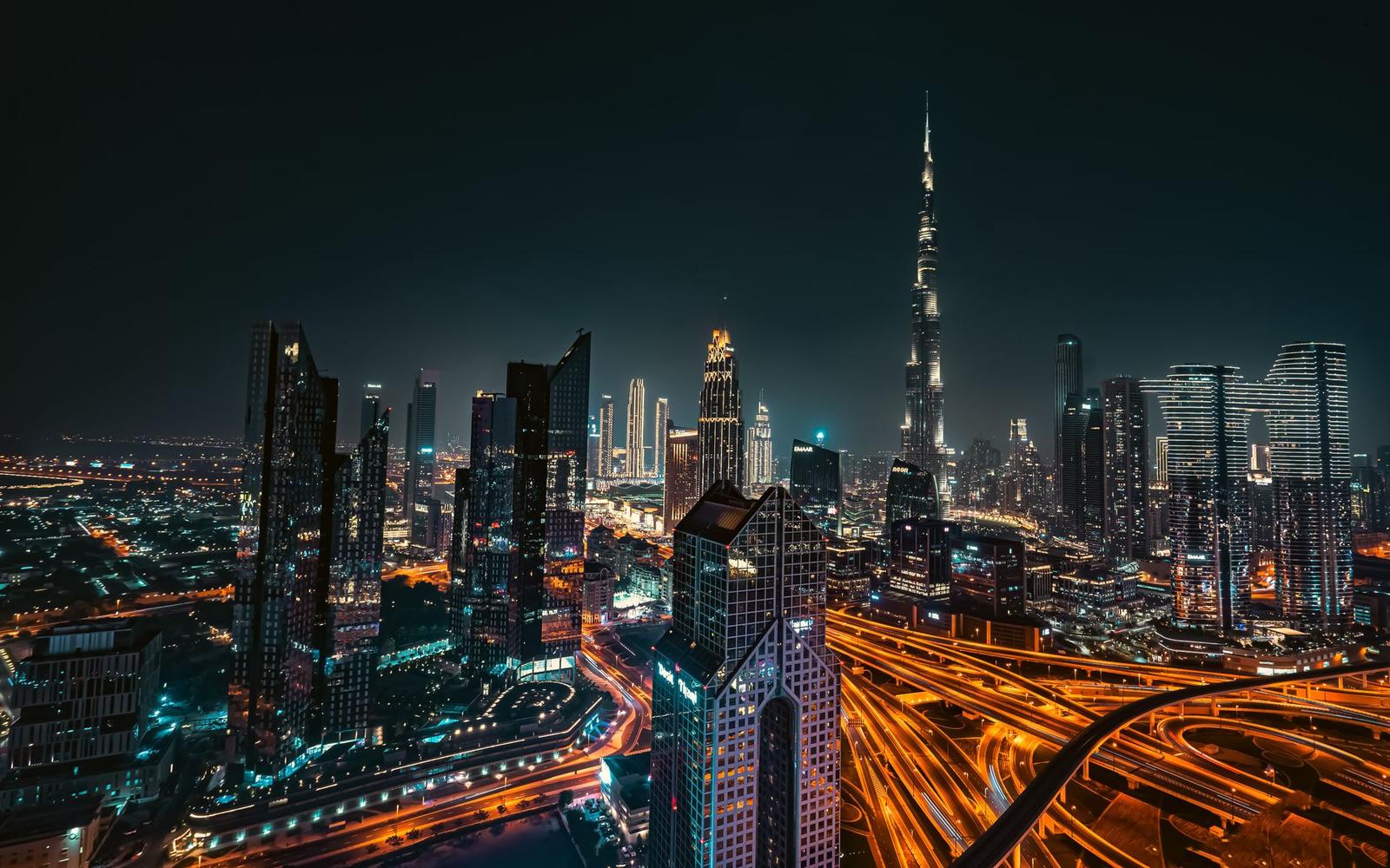 Dubai City Skyline at Night